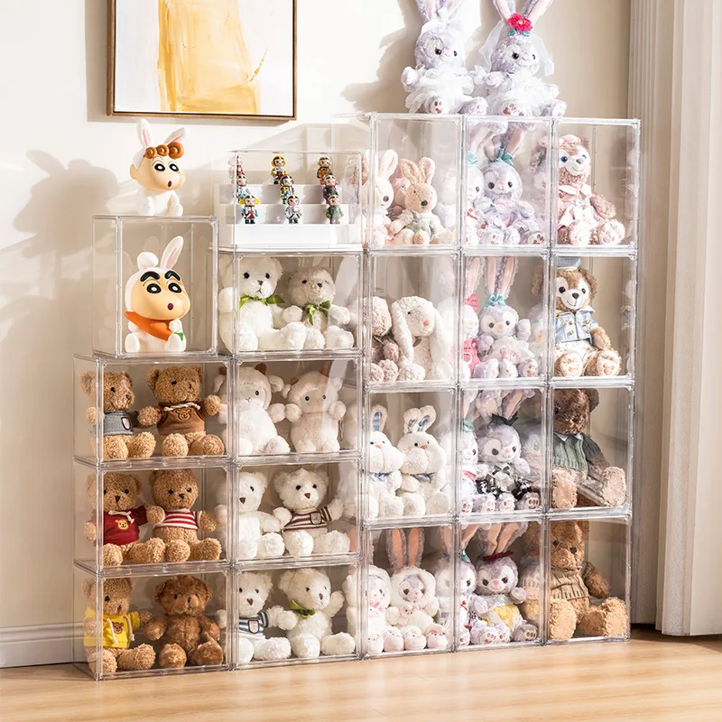 Plush Dolls Storage Box Transparent Dolls Display Cabinet Dustproof Dolls  Plush Cotton Toy Storage Rack Action Figures Showcase