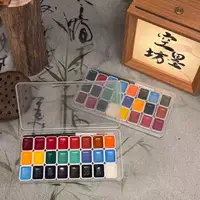 24 Color Pearl Watercolor Paint Set - Vibrant solid paint blocks for Chinese painting, Thangka, calligraphy and color art creati 1