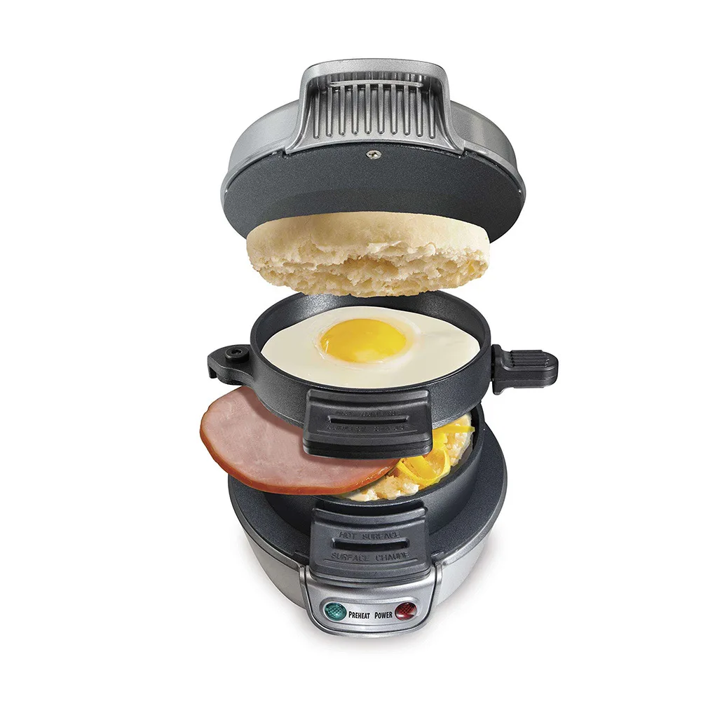 Household Multifunctional Breakfast Machine Portable Hamburger Sandwich Machine Waffle Machine with Egg Cooker Ring