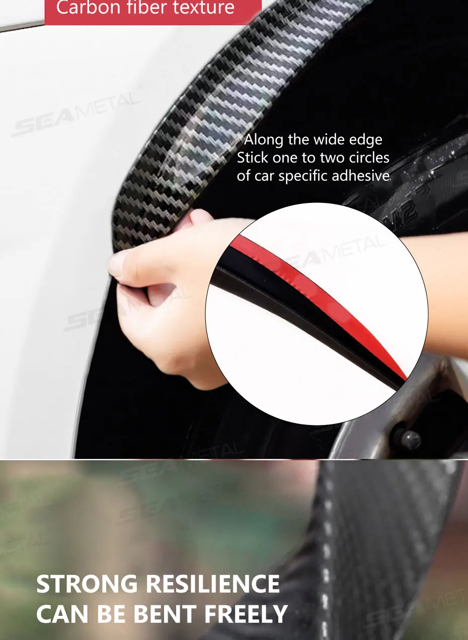 BLALION 4 Teile/satz Auto Rad Augenbraue Arch Trim Seite Fender Flare Streifen Universal Gebogene Anti-Scratch Räder Lip Streifen Auto Aufkleber – Detail 6