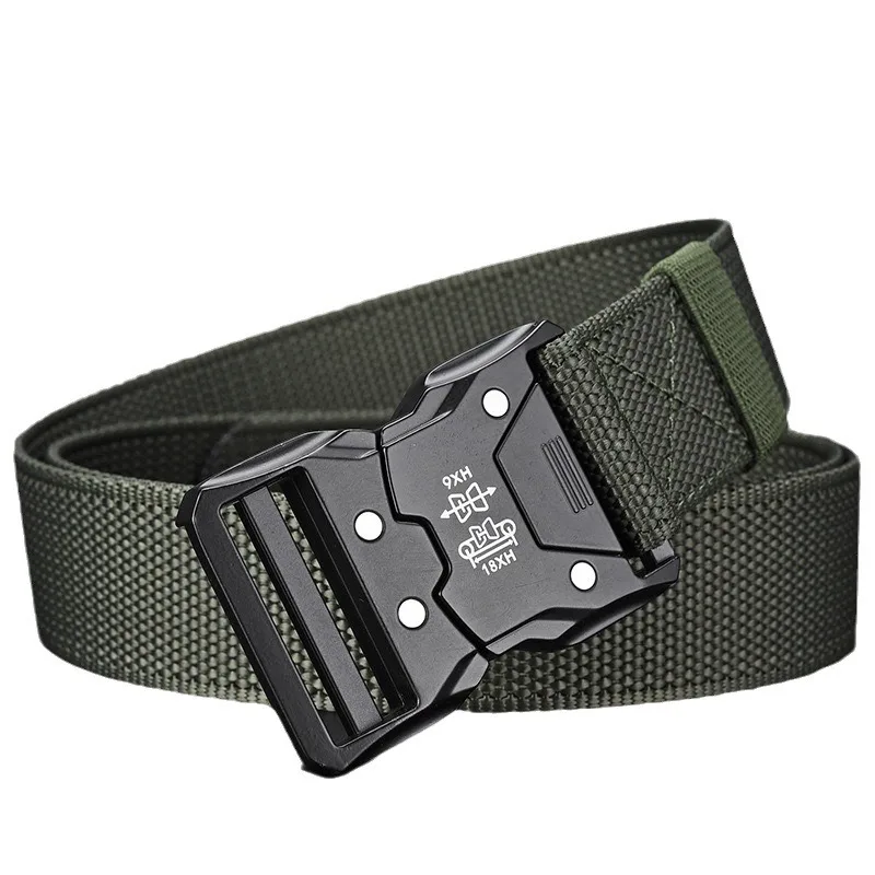 Automatic Buckle Tactical Belts Men's Woven Nylon Military Durable Black Outdoor Army Hunting Golf Waist Belt_voghion.com