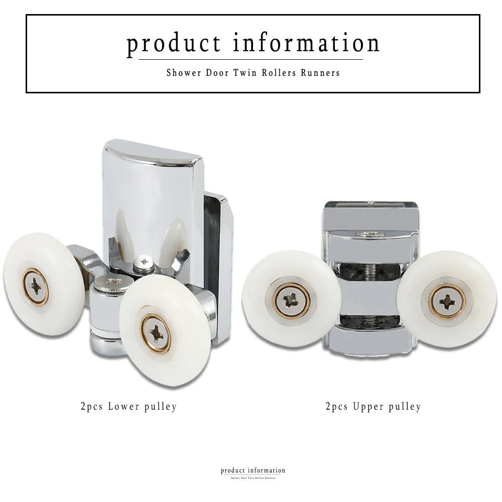 Shower Door Wheels, 8pcs Double Twin Top / Bottom Shower Door Rollers Runners Pulleys Wheels Bathroom Replacement Parts