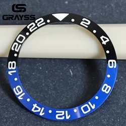 Premium GRAYSS Ceramic Watch Bezel Insert - 38mm Alloy Ring (Black blue)