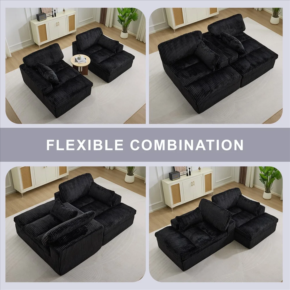 Modernes Luxus-Cordsofa mit Freier Kombination, Übergroßes Ecksofa mit Chaiselongue, Wandelbares Komfortables Wohnzimmersofa – Detail 23