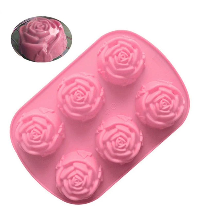 Silicone 6-Hole Flower Rose 3D Baking Mold