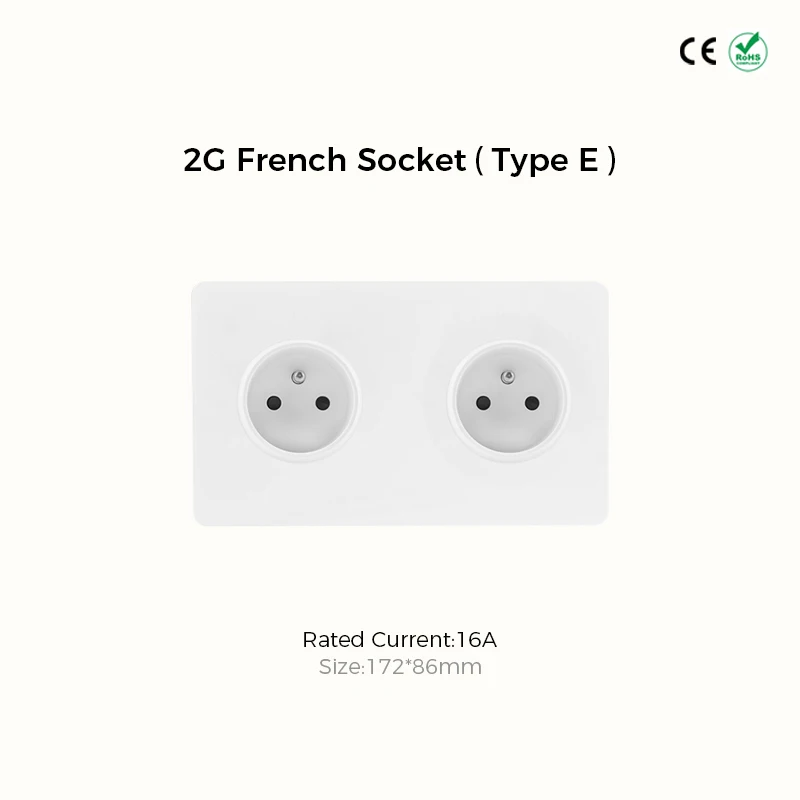 Avoir White Matte Wall Toggle Switch with European Standard Power Socket and Charging Port