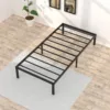 16 inch twin bed frame without box spring, metal platform, with 14 inch storage space, 2500 pound steel bar support, black 4