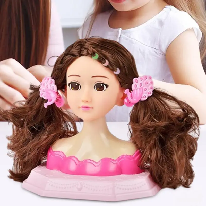 Kids Makeup Beauty Toys For Girl Half Body Hairstyle Doll With Cosmetic Set Makeup Training Head Pretend Play Toy Princess Gifts makeup toy,princess pretend toys,cosmetics set