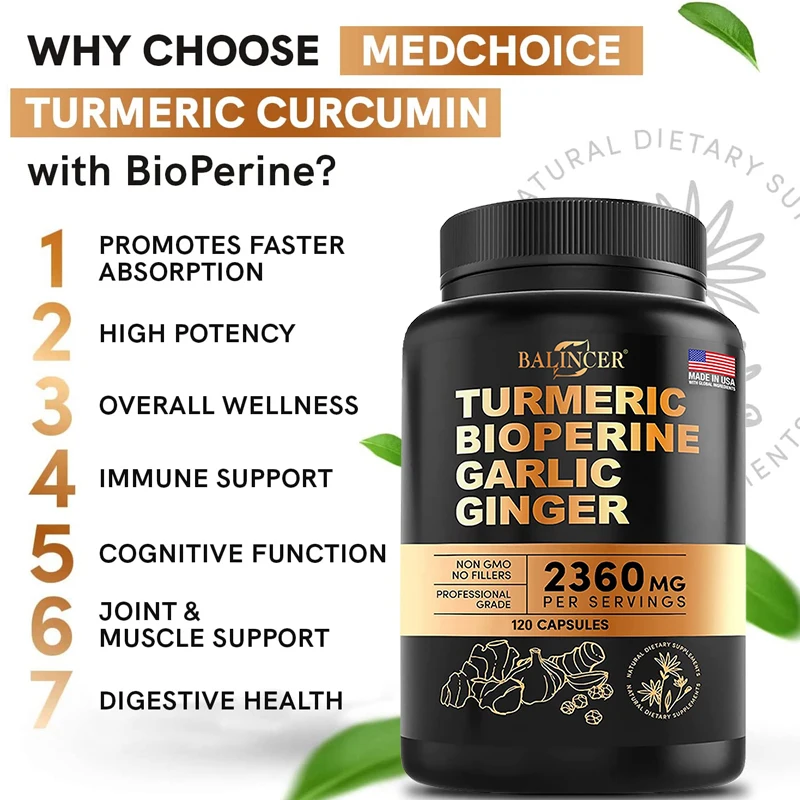 

Balincer Turmeric Extract - Aids In Fast Absorption of Vitamins and Minerals, Relieves Pain and Inflammation Liver Protection