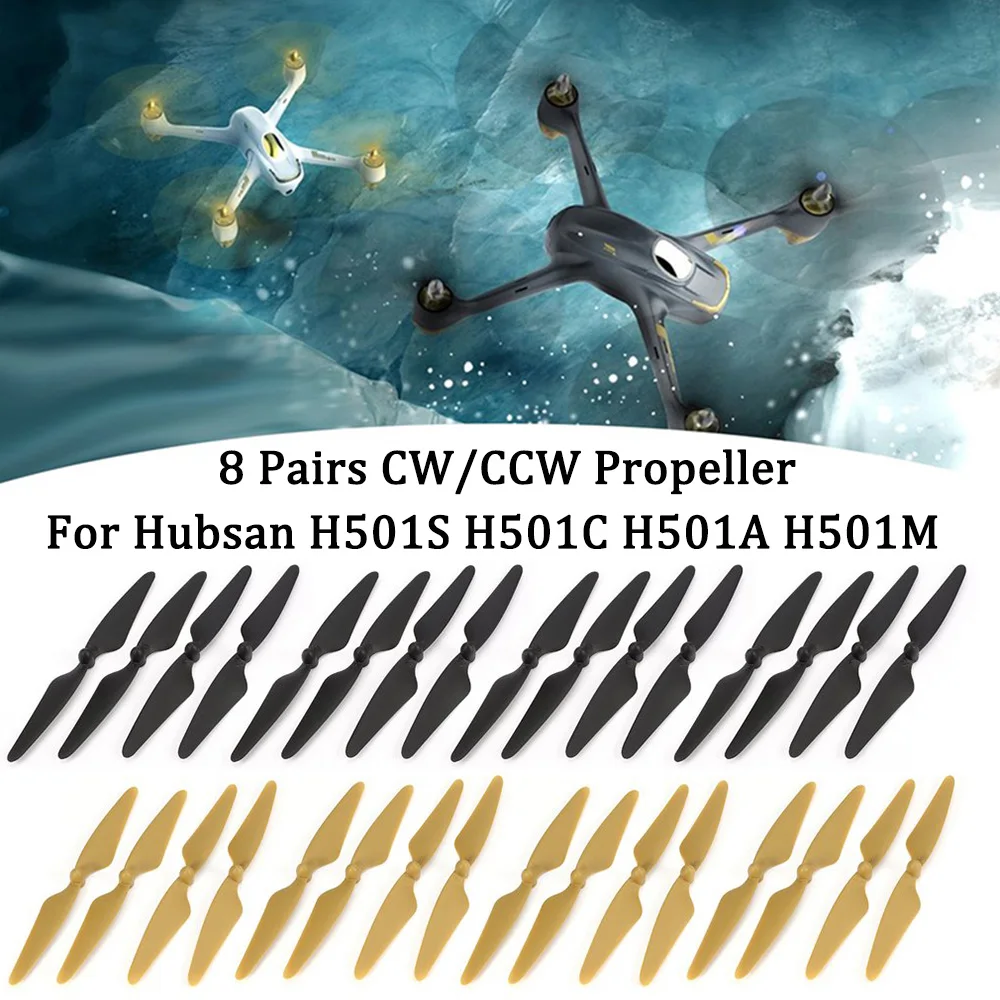 RC vrtule pre Hubsan H501S/H501C/H501A/H501M - Sada 16 listov CW/CCW čierna alebo zlatá