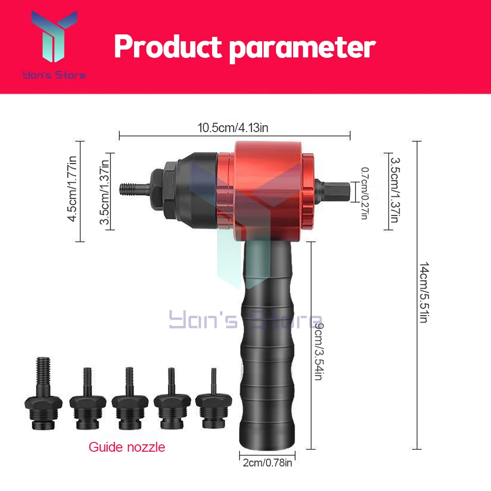 Electric Rivet Gun Removable Electric M3~M8 Rivet Nut Tool Adapter Insert Nut Pull Riveting Tool for Electric Drill/Hand Wrench