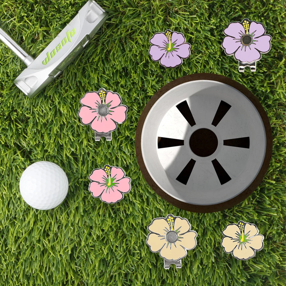 A Set Of Golf Marker+Cap Clip Set, Cute Flower Shape, Magnetic Cap Clip,Durable And Rust-Proof, Including Individual Packaing