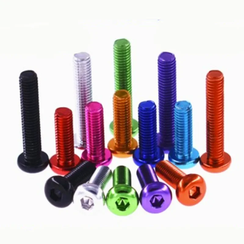Aluminum Button Head Screw 10pcs iso7380 M3 M4 M5 M6*5/6/8/10/12/16/20/25 colourful Aluminum hex socket round head screw
