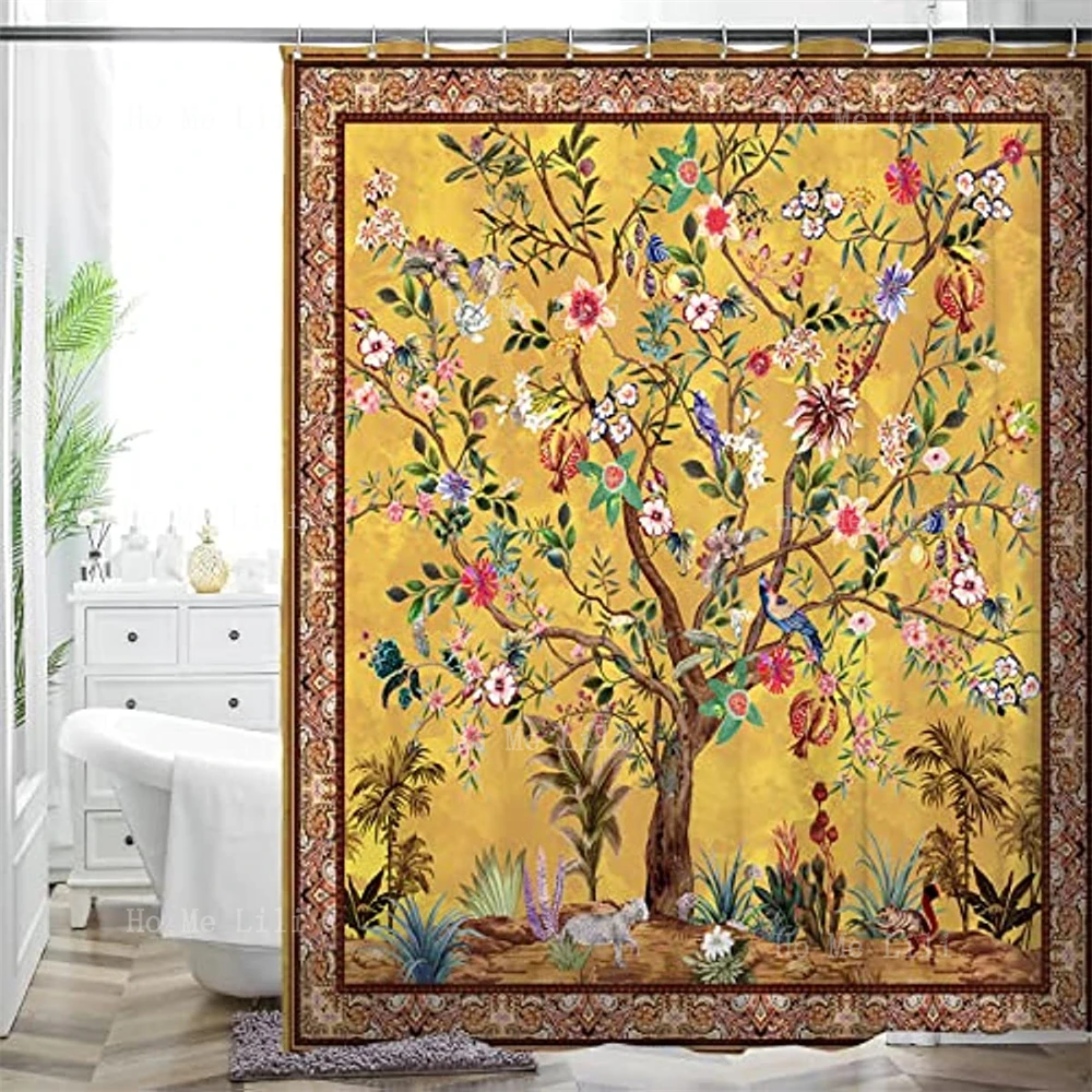 

Bohemian Style Bathroom Shower Curtain Colorful Print Decoration
