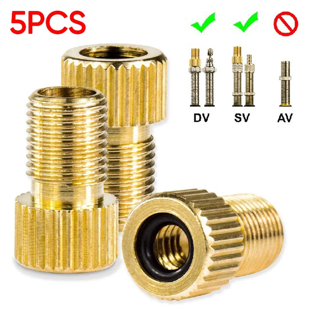 Bicycle Valve Adapter 4/5PC F/V To A/V Valve Adapter Bike Value Converter Presta To Schrader Golden Bike Tire French Valve Adapter Bicycle Accessories