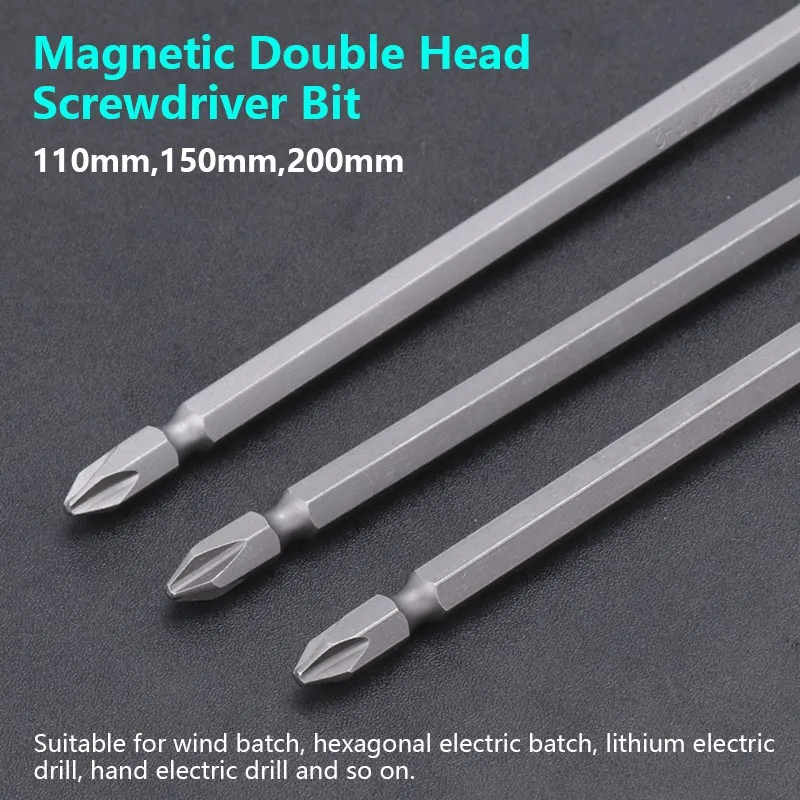 XCAN 더블 헤드 스크루드라이버 비트, 직경 6mm, 마그네틱 크로스 헤드 스크루드라이버 비트, 110mm, 150mm, 200mm 길이 수공구