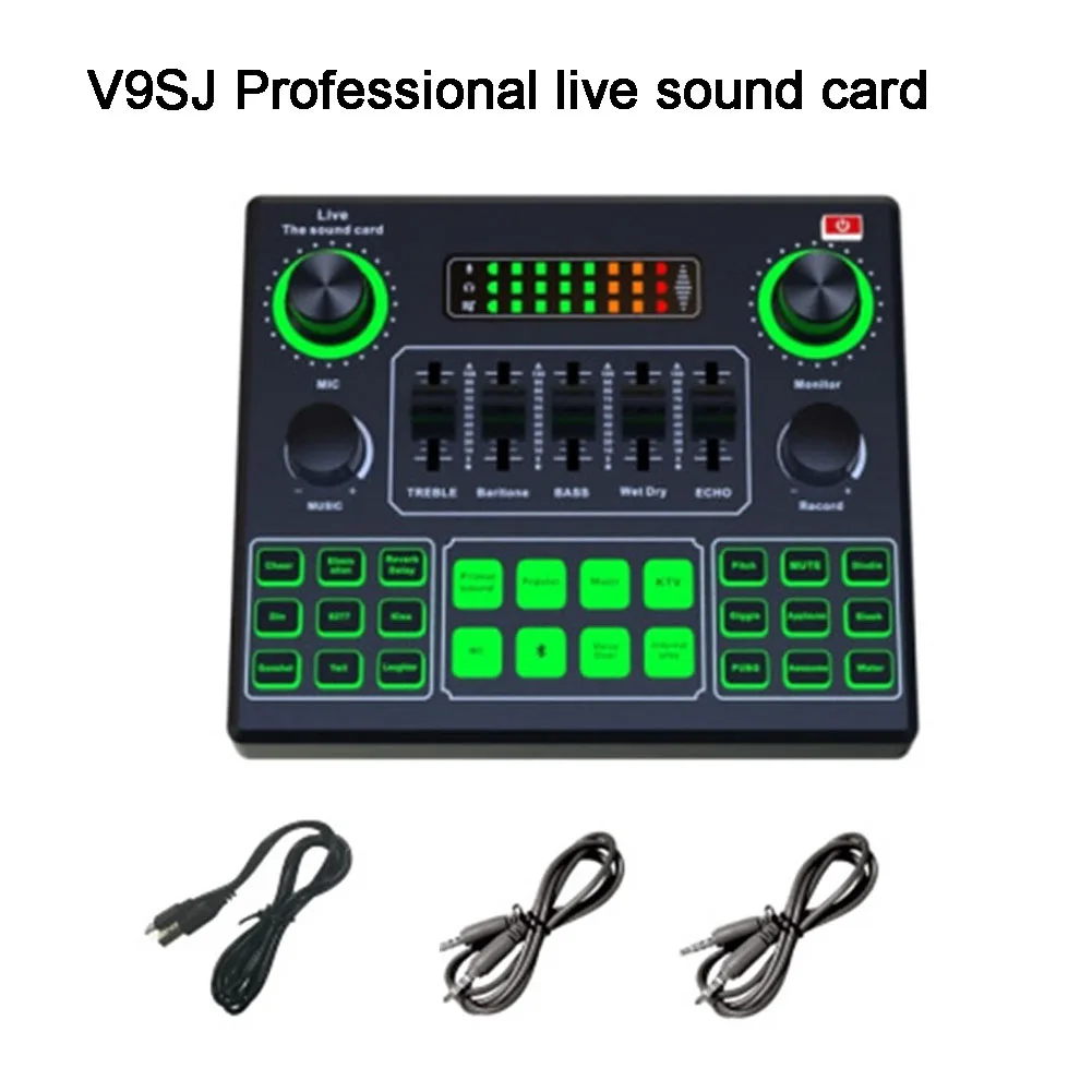 

For V9SJ Audio Studio Mixer Sound Card Phone PC Live Broadcast Game Computer Tuning Knob For Phone/computer Live Broadcast