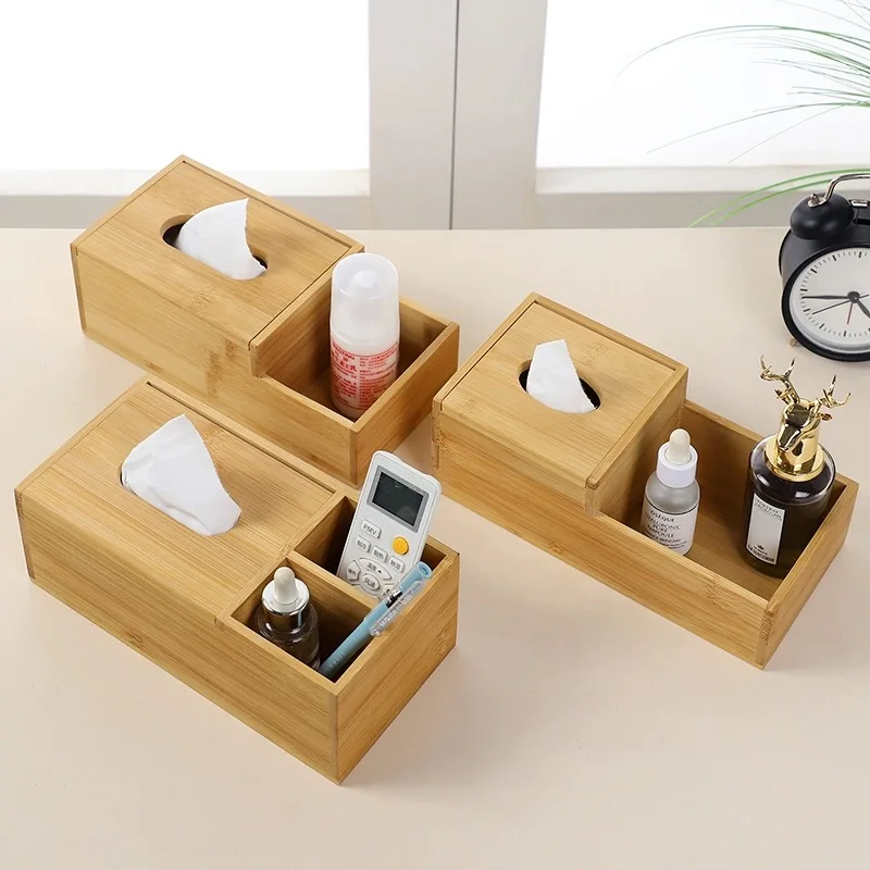 Japanese Bamboo Tissue Box, Living Room Dining Table Napkin Holder, Home Kitchen Storage Supplies, Rectangular Storage Box 5