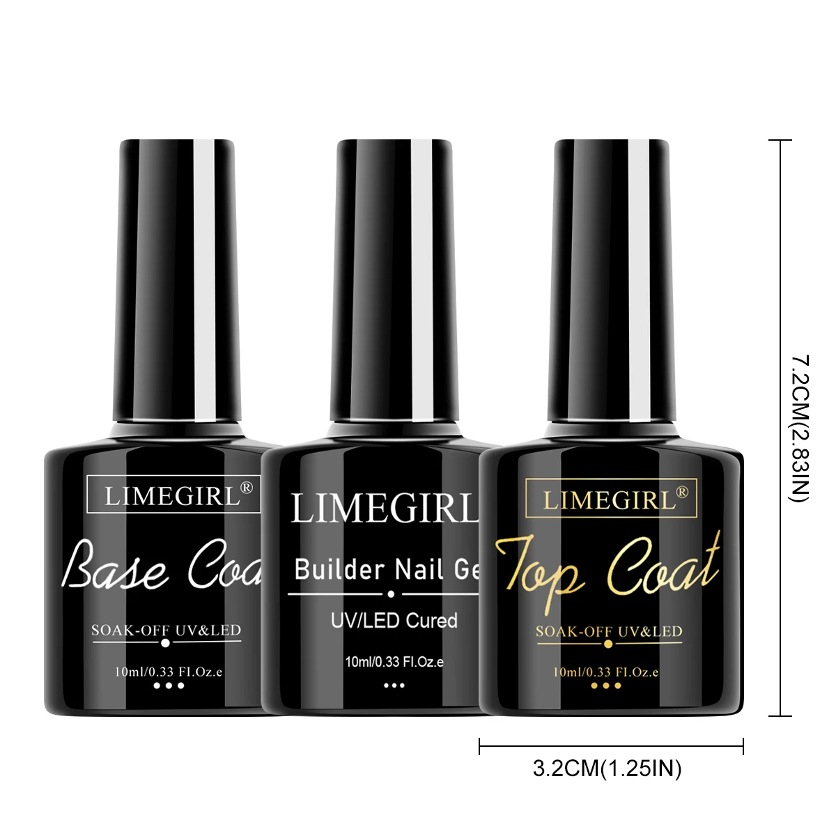 Limegirl 7-In-1 Gel Nail Kit 15Ml Semi-Permanent Gel 10Ml Top Base Coat Strengthening Shaping Gem Adhesion Base Prep Salon Diy
