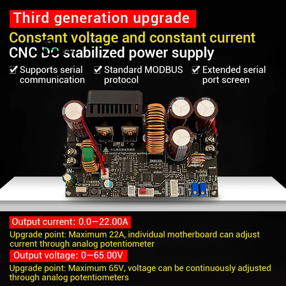 ZK-6522 DC6-75V 22A/1400W Adjustable DC Stabilized Voltage Constant Voltage Constant Current Step-down Module Power Supply images - 6