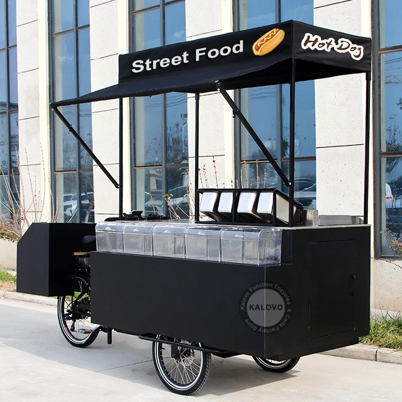 2025 New Mobile Hot Dog Tricycle Coffee Snack Bike Street Vending