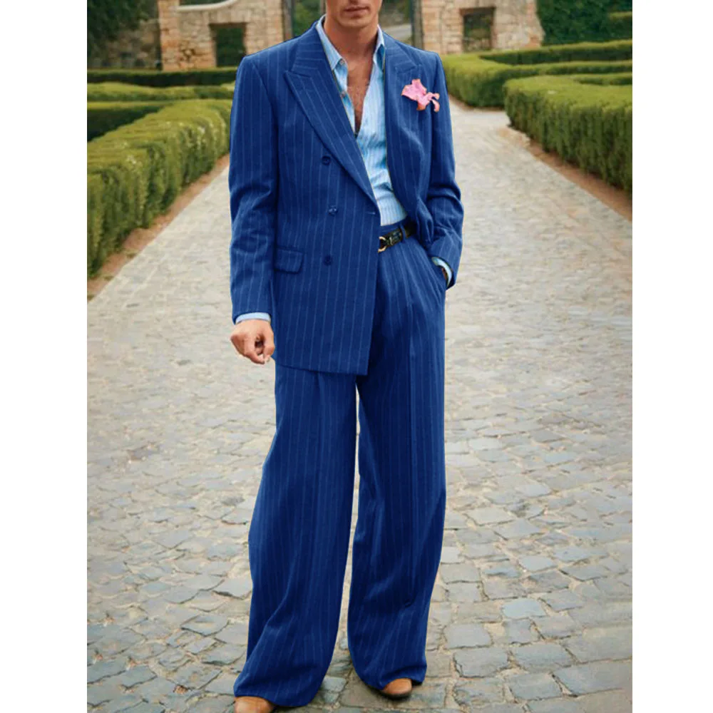 Men's Striped Suit Two Piece Elegant Fashion Suit Casual Fashion Work Wear Party Dresses Men's Halloween Costume Mens Clothing 5
