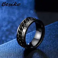 Besiko New Anti Stress Anxiety Ring Figet Spinner Stainless Steel Rings For Men Women Retro Norse Viking Runes Rotatable Ring 2
