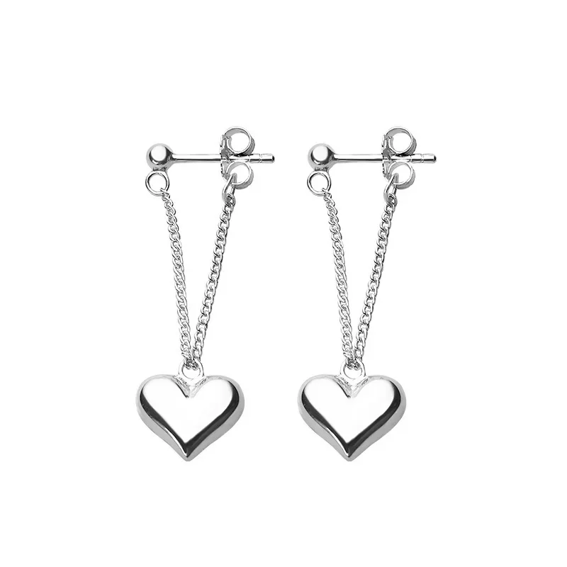 New Fashion Love Heart Earrings Silver Color Elegant Sweet Drop Earrings for Women Girls Wedding Jewelry Accessories Party Gift