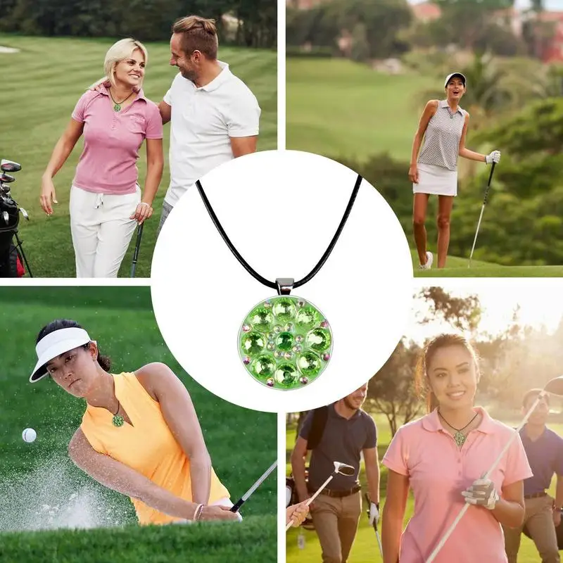 Golf Marker Necklaces for Women, Beautiful Crystal Flower Shape Golf Necklace,Elegant and practical Gifts for Women Golfer