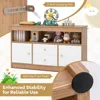 Toy Storage Organizer, Wooden Kids Bookshelf with 2 Drawers, 2 Cabinets & Open Shelf, Toy Organizers and Storage for Playroom 4