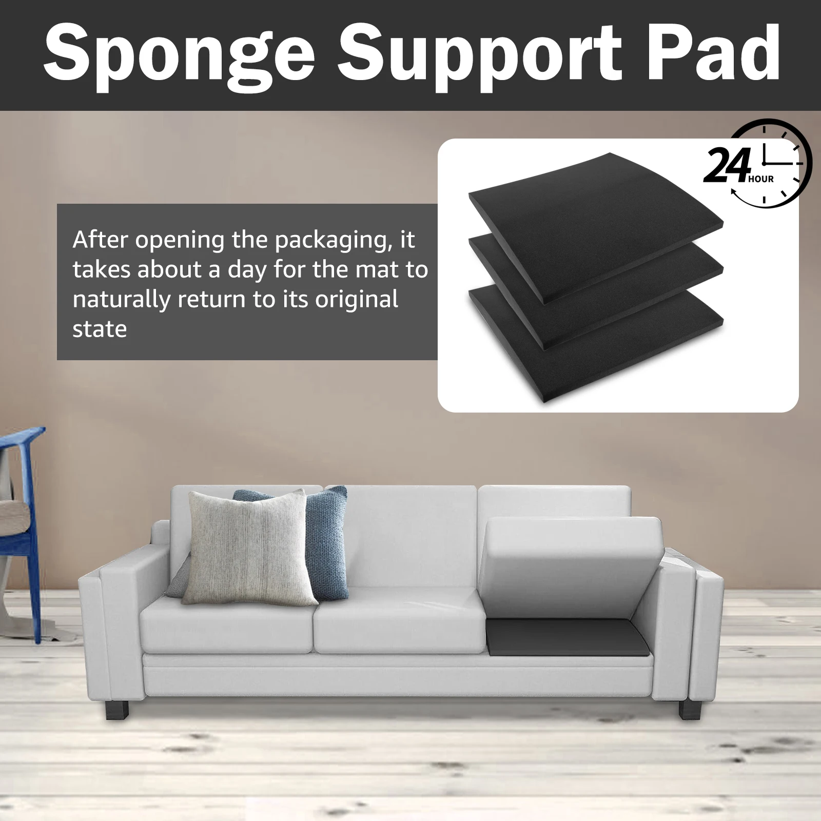 3Pcs Couch Cushion Support High Density Sponge Under Cushion Sag Repair Pad Comfortable Sofa Cushion Support Furniture Accessory