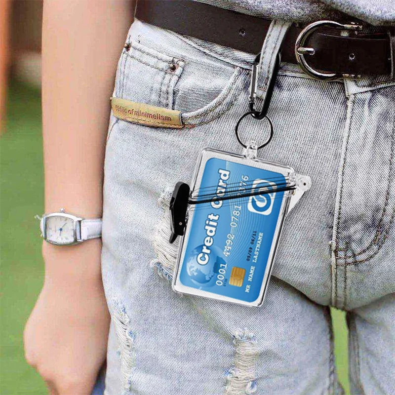 Transparent Storage Box Photocard Holder Rope Waterproof Card Case Outdoor Square Dustproof Box Photo Storage 3 Inch card holder,credit card holder,photo card holder,desk card holder