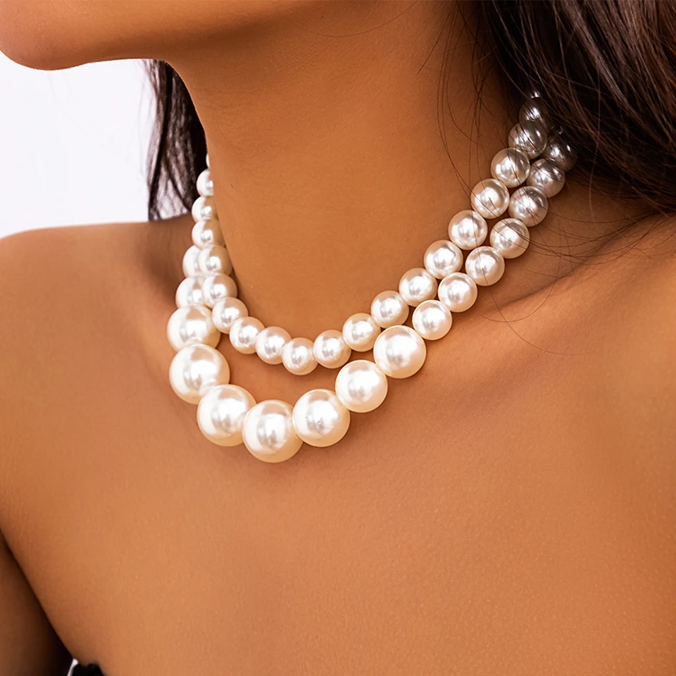 MenYiYDS Collana di perle da donna collana corta multistrato accessori per gioielli da sposa imitazione catena di perle accessori per costumi eleganti in stile retrò