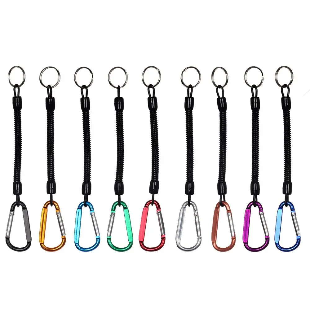 Camping Security Gear Spring Elastic Rope Portable Fishing Lanyards Anti-lost Phone Keychain Carabiner 1PC fishing rope,fishing lanyards