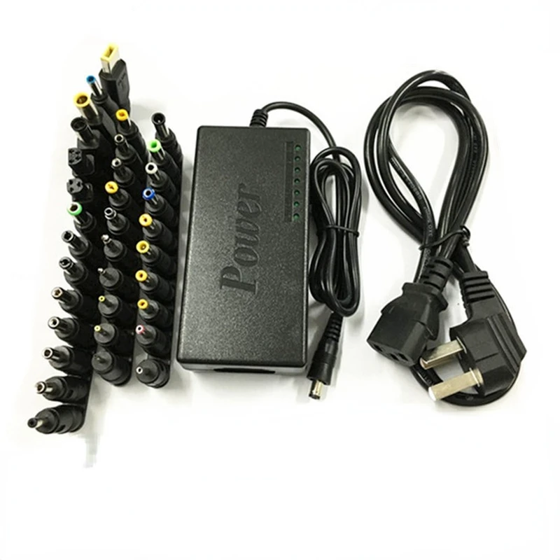 Adaptador de corriente universal para cargador portátil de 96W, 12V a 24V, ajustable para ordenadores portátiles Dell, Toshiba, Hp, Asus, Acer, enchufe de plástico color negro, 34 uds|Conectores cables