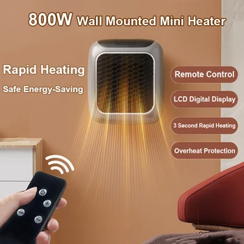 가정용 소형 욕실 난방 팬, 벽 장착 PTC 세라믹 전기 히터, 뜨거운 공기 송풍기 리모컨, 800W