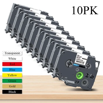 10PK 브라더 라벨 테이프 교체 12mm TZe 테이프 tze231 tze-231 231 라벨 카트리지, 브라더 P 터치 PTH110 D600 P750 마커용