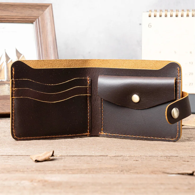 Customized Pure Leather Wallet for Men with Coin Pocket Best Personalised Designer Genuine Leather Mens Wallet with Coin Pocket 4