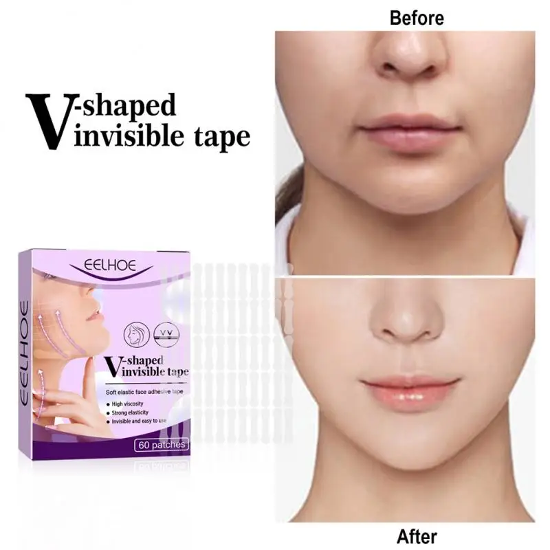 보이지 않는 페이스 스티커 목 눈 이중 턱 리프트 V 모양 리필 테이프, 얇은 메이크업 페이스 리프팅 패치 리프트 페이스 스티커