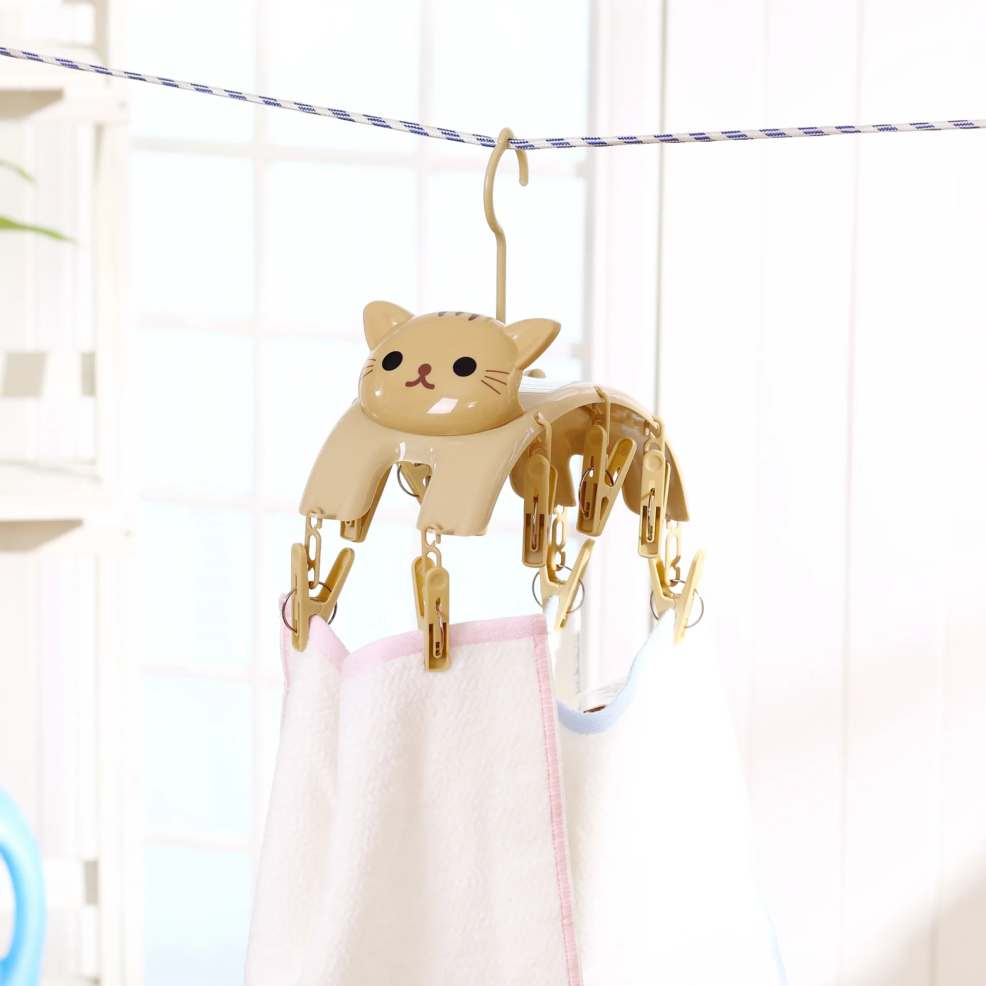 Cartoon Cat Drying Rack Windproof Drying Hanger Home Bra Underwear Socks Non-slip Hanger Children Adults Wardrobe Storage Rack 4