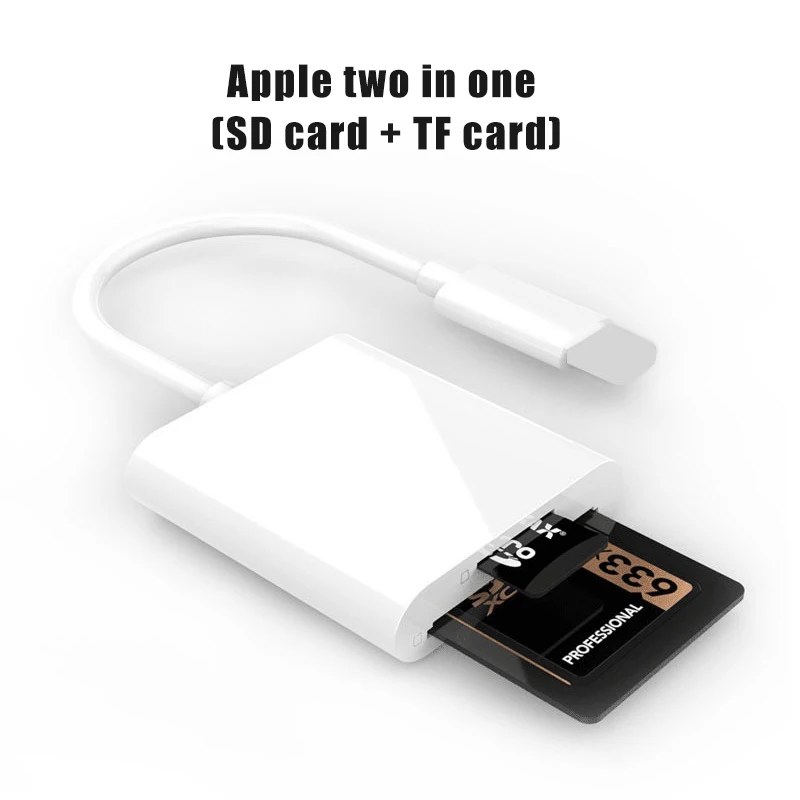 Adaptador de tarjeta de memoria SD TF 2 en 1 para iphone 14, 13, 12, 8  pines a lector de tarjetas SD TF, convertidor de datos para iOS 13,  lectores de tarjetas de cámara superior - AliExpress