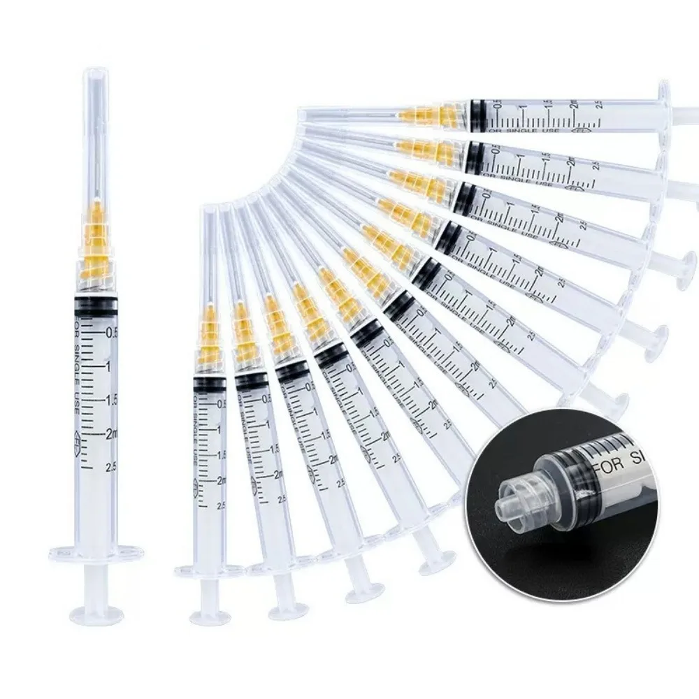 12pcs Disposable Veterinary Syringes, Silicone Syringes, Industrial Plug with Needles, Individually Wrapped