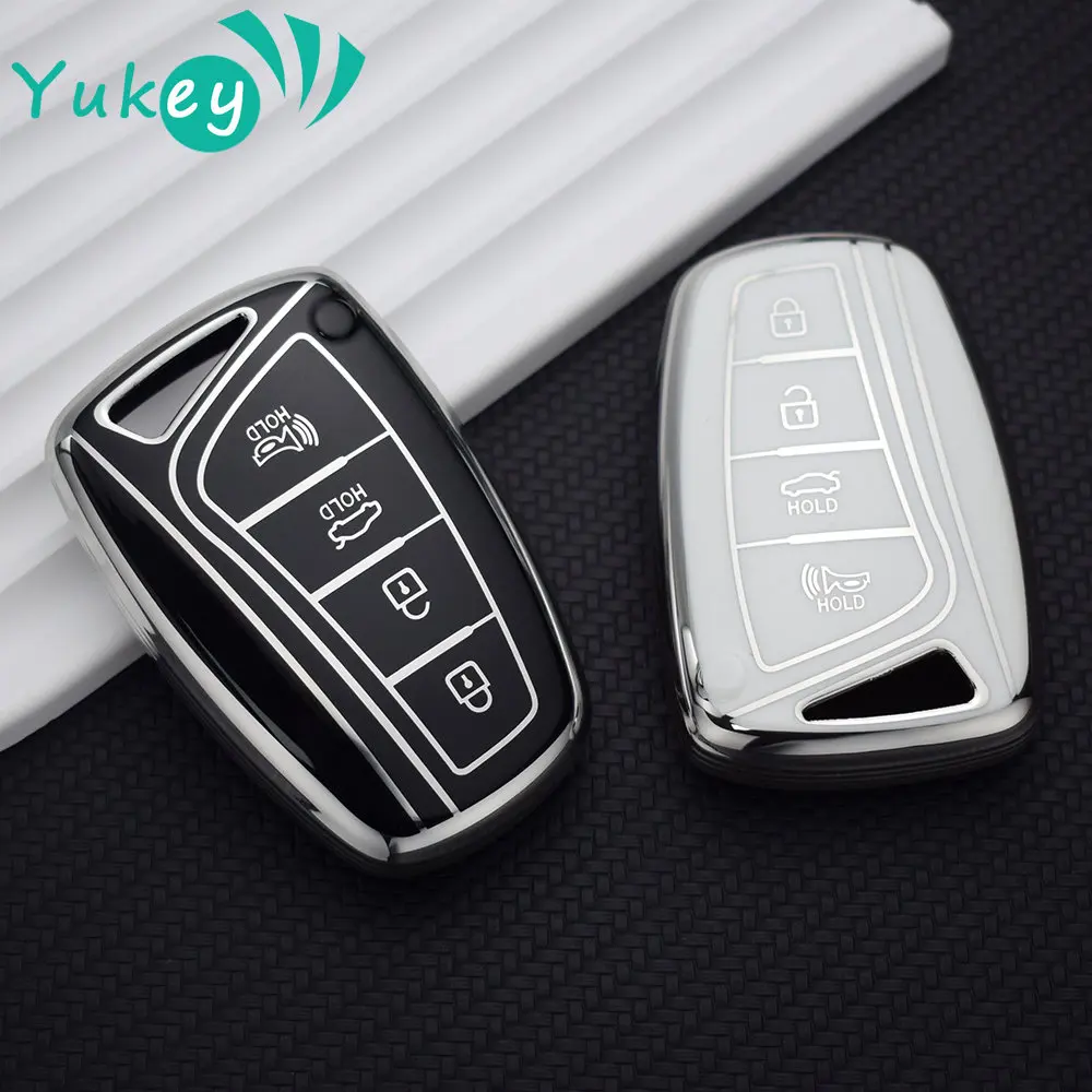 

3 4 Buttons Car Key Case Shell for Hyundai Santa Fe Sport Ix45 Equus Centennial Genesis G80 Grandeur Azera 2013-2016 Cover Fob