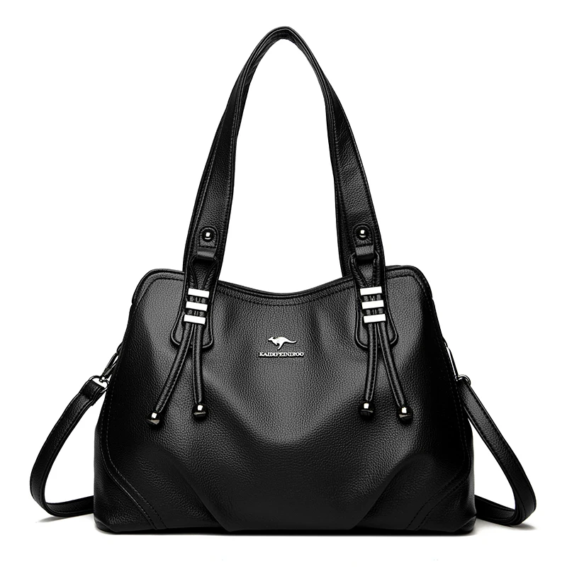 Genuine Soft Leather Handbags for Women Vintage Shoulder Tote Bag Luxury Designer Ladies Large Capacity Purse Bags Sac A Main 1