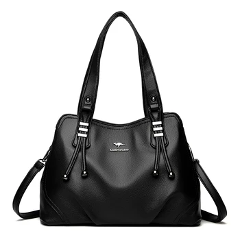 Genuine Soft Leather Handbags for Women Vintage Shoulder Tote Bag Luxury Designer Ladies Large Capacity Purse Bags Sac A Main 1