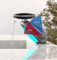 New Arrival Basin Faucets Gray Bathroom LED Sink Faucets Fuctions Pull Out Hot Cold Wash Mixer Water Tap lavatory water mixer 6