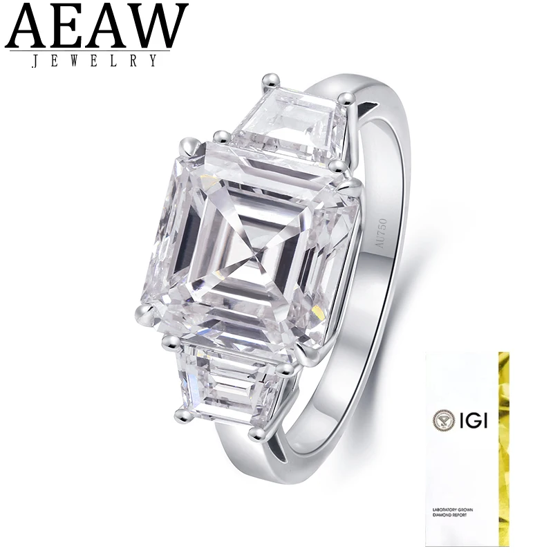 

2Ct Asscher Cut Lab Grown Diamond Engagement Lab-Created Ring 14K White Gold CVD HPHT DEF Color VS-VVS IGI Certificate