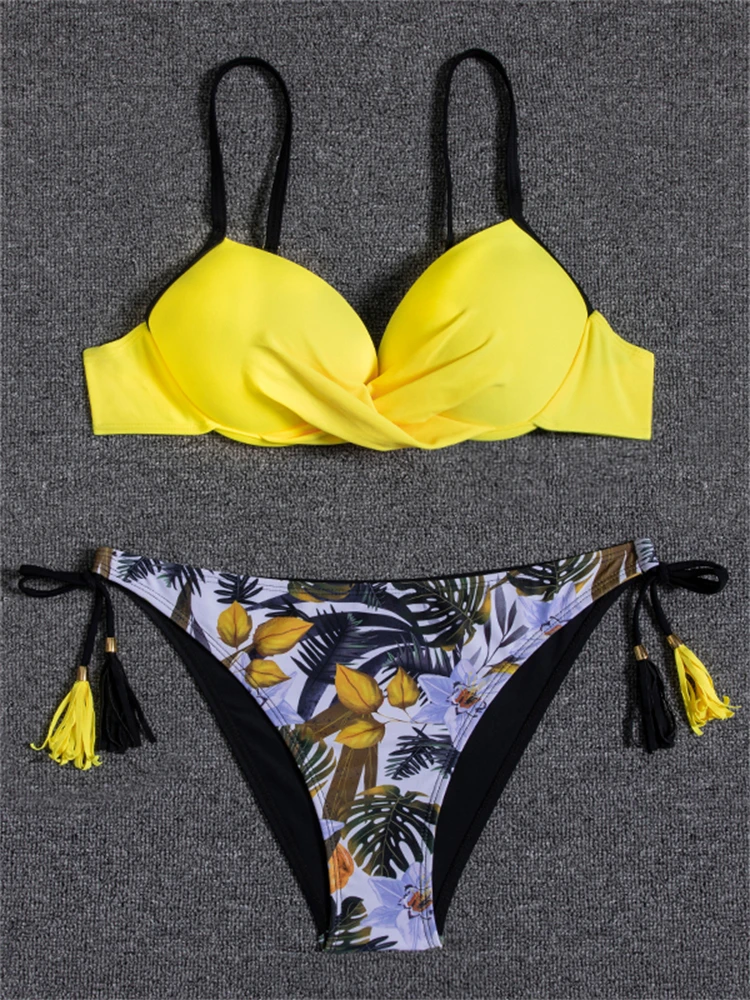 Sexy Bikini Push Up Women Swimsuit 2023 New Solid Stripe Bikinis Set Swimwear Summer Brazilian Beach Bathing Suit Female Biquini