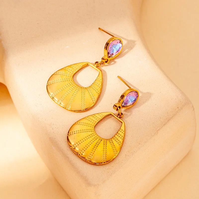 Stainless Steel Geometric Water Drop Earrings For Women No Fading Metal Stylish Statement Jewelry 18K Gold Plated 1