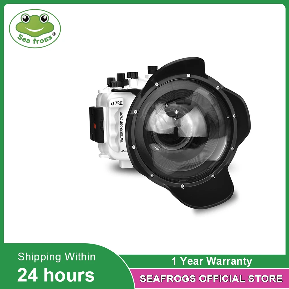 Seafrog 방수 카메라 하우징,  A7RIII 16-35mm f2.8 f4.0 렌즈용, 8 인치 돔 포트 포함, 40 미터